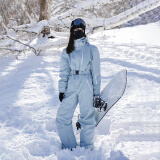 雪怡派SEARIPE连体滑雪服女防水保暖单板双板加厚户外男滑雪衣套装 冰蓝色 M