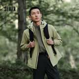 森马（Semir）冲锋衣男户外三防夹克秋情侣连帽外套夹克上衣 柠绿40182 L