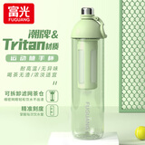 富光水杯男泡茶杯大容量tritan健身杯子男士冷泡茶水分离便携运动水壶 绿色-加厚杯身+滤网茶仓1400ml