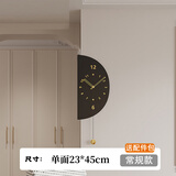 普赛克2026新款现代简约客厅拐角双面挂钟家用静音转角时钟餐厅钟表挂墙 黑色单面+带灯