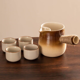 瓷牌茗茶具（cipaiming teaset）围炉煮茶家用全套配件罐罐茶煮茶壶室内炭火炉烤红薯 小渐变月颜壶+米黄汝窑4杯 600ml