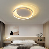 大观园（DGY）后现代简约卧室灯创意极简吸顶灯超薄圆环主卧书房灯中山灯具002O 46W 1174-白色55CM-三色变光