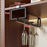 梵俪琳红酒架倒挂红酒杯架子轻奢高档酒架2024新款酒柜置物架斜放托架 雅黑红酒杯架【单排可挂2-3个】