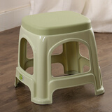 UOSU加厚塑料凳子 防滑带盖家用客厅餐桌凳高凳熟胶凳浴室方凳 北欧绿带盖子(中号坐高29.5cm)