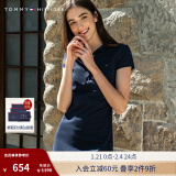 TOMMY HILFIGER【透气舒适】女装珠地网眼五粒扣气质修身显瘦POLO裙连衣裙 藏青色403 M 推荐：110/120斤