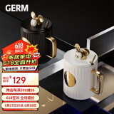 格沵（germ）米奇联名马克杯风琴带盖陶瓷男女伴手礼咖啡杯400ML-青黛黑