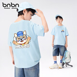 班纳班纳男童短袖t恤2025新款帅气男孩中大童夏季衣服纯棉儿童夏装 N柯基K_N开心柴晴空蓝 130 （尺码偏小，建议拍大一码）