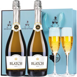 柏拉芝（BLATCH）配2香槟杯 意大利原瓶进口莫斯卡托0度无醇无酒精气起泡酒葡萄 礼盒双支装（750ml）+2香槟杯