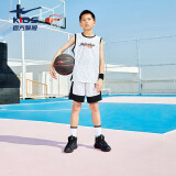 鸿星尔克（ERKE）男童中大童训练服套装儿童运动篮球无袖套装正白140