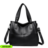 北狐  新款女包单肩包真软皮简约手提包妈妈包大容量羊皮斜挎包青年女 主推款黑色