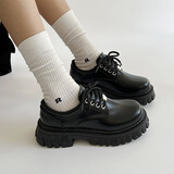 多菲尼森厚底小皮鞋女2025新款日系学院风松糕鞋百搭配裙子休闲制服乐福鞋 厚底小皮鞋【黑色-38】