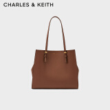 CHARLES&KEITH质感纯色大容量手提包托特包包女包女士生日礼物CK2-30781650-6 Chocolate巧克力色 XL