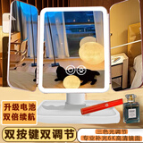 晋鸿led化妆镜镜子带灯生日礼物新年年会礼品奖品送女生女友送女老师 双按键双续航4000mA-镜面尺寸40*26CM