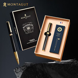 梦特娇（MONTAGUT）签字笔商务办公高档礼遇黑色金夹宝珠笔金属礼盒装男女士送礼礼品企业定制刻字 商务黑（1+2套装）