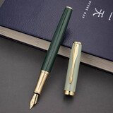 英雄（HERO） 钢笔 E609美工弯尖 铱金日常书写书法练字三年级中小学男女墨水笔 暮光绿 简装 M美工尖