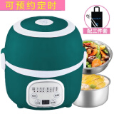 麦卓（MAKE JOY）电热饭盒上班族带饭加热保温饭盒便携式可插电蒸煮自热饭盒保温饭盒热饭神器带盖 1.3L 绿色智能款（双层）（餐具+袋子）