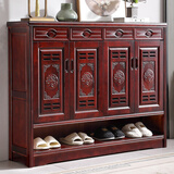 粤雅居 鞋柜实木香樟木中式仿古两三四门鞋架多层大容量整装木质鞋柜 805#四门鞋柜【整装发货】酸支色