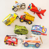 孩派（HihgParty）生日场景布置男孩儿童宝宝周岁生日派对汽车主题背景墙气球装饰 汽车铝膜气球B款(8个装)+打气筒