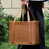 猎玄购物篮买菜篮子大号仿藤编手提篮户外野餐篮手工编织水果篮收纳筐 【大号手提篮子】 37*21*20cm