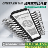 绿林（GREENER）扳手套装工具开口梅花两用12件套6mm-22mm快速固定呆扳手汽车修理