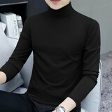 HXZH轻奢男装 半高领长袖t恤男打底衫韩版保暖内搭气质韩版时尚上衣潮 黑色高领 2XL （建议145-160斤）