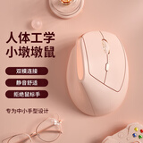 B.O.W航世 MD190mini 无线蓝牙双模办公鼠标 中小手人体工程学鼠标垂直 平板笔记本台式电脑通用 茱萸粉