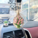 齐选汽车挂件郁金香车载扩香石后视镜香水车载挂件车内用品实用 郁金香挂件【蓝风铃】