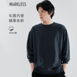 MARKLESS卫衣男士春季休闲圆领保暖上衣内搭套头衫0434 藏青色 L 