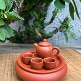 迷你紫砂小茶壶套装儿童迷你茶盘茶杯可开盖出水干冰冒烟茶饮装饰 匏尊茶船套餐