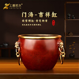 上善若水（sanstyle）《吉祥缸》全黄铜聚宝盆蛇年吉祥铜器摆件百福铜缸家居工艺品开业 吉祥缸（深红色特大号金蟾款)