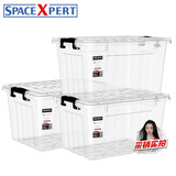 SPACEXPERT塑料衣物收纳箱16L透明3个装 透明收纳盒 储物箱车载 塑料整理箱