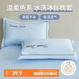 艾薇 冰丝枕套夏季枕芯套枕头套一对装 48*74cm 浅水蓝