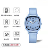 小米部依初中生高中学生考试专用表女款只看时间青少年女生静音夜光石英手表 蓝色