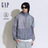 盖璞男装夏季UPF40+轻薄遮阳衣半高领透气夹克外套884874 灰色 M (170/92A)亚洲尺码