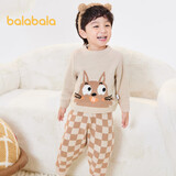 巴拉巴拉儿童睡衣套装男女童家居服小童宝宝半边绒亲子卡通潮