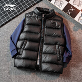 李宁儿童马甲春秋新款男童女中大童鸭绒加厚羽绒保暖背心外穿坎肩 黑色 畅销款 140