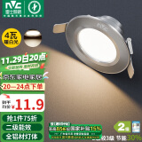 雷士（NVC） LED筒灯客厅嵌入式天花灯全铝砂银4瓦暖白开孔7-8cm【绿色家居】