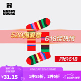 Happy Socks春夏款袜子女男袜薄荷曼波运动彩虹白色棉袜中筒袜 彩红条纹 1双 M 36-40