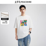 太平鸟男装T恤男重磅短袖体恤#白色第一批（阔型）L