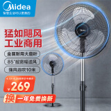 美的（Midea）【金属铝片】工业电风扇/飓风落地扇/空气通风金属扇/牛角扇/立式电风扇/大风力宿舍扇 FES45-20A