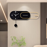 普朵钟饰 HOME DECOR客厅挂钟现代简约钟表网红时尚家用挂墙时钟餐厅装饰静音挂表 大号：宽61*高36cm