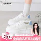 达芙妮官方小白鞋女2025年夏季爆款女鞋透气百搭运动休闲女鞋厚底板鞋女 白蓝色【四季款 跟高5.5cm】 37