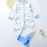 花花宝贝 宝宝加大码连体睡衣儿童纯棉长袖爬服春秋装男女孩居家衣服0-6岁 满印蓝星（前后拉链） 120cm