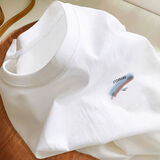 锐竹纯棉夏季百搭字母印花短袖t恤男女宽松潮流百搭学生复古上衣 蓝条-纯棉 2XL 135-150斤