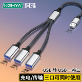 科雅（KEHYA）一分三USB分线器 扩展器充电传输连U盘键盘鼠标转换头分接口适用笔记本电脑拓展坞
