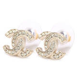 香奈儿（Chanel）珍珠银耳钉满钻双c新款经典百搭款不过敏女生高级感礼物双11大促 金色满钻双c经典款