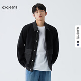 gxgjeans男装牛仔夹克 春季翻领潮流拼接外套 黑色 M (170)