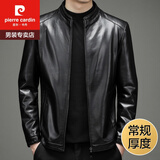 皮尔卡丹（pierre cardin）真皮软皮衣男士皮夹克中青年男装爸爸装绵羊皮外套加绒加厚 2151黑色立领【厚度】 常规 XL 180(135-150斤)