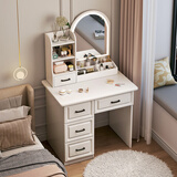 灏森梦欧式梳妆台卧室小户型2023新款轻奢梳妆柜化妆台带镜带灯化妆桌 白80桌+三色灯