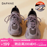 达芙妮运动鞋女2024新款春秋季透气休闲女鞋厚底增高老爹鞋女紫色 39